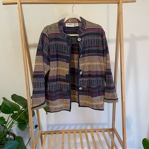 Crochet, patterned henley jacket